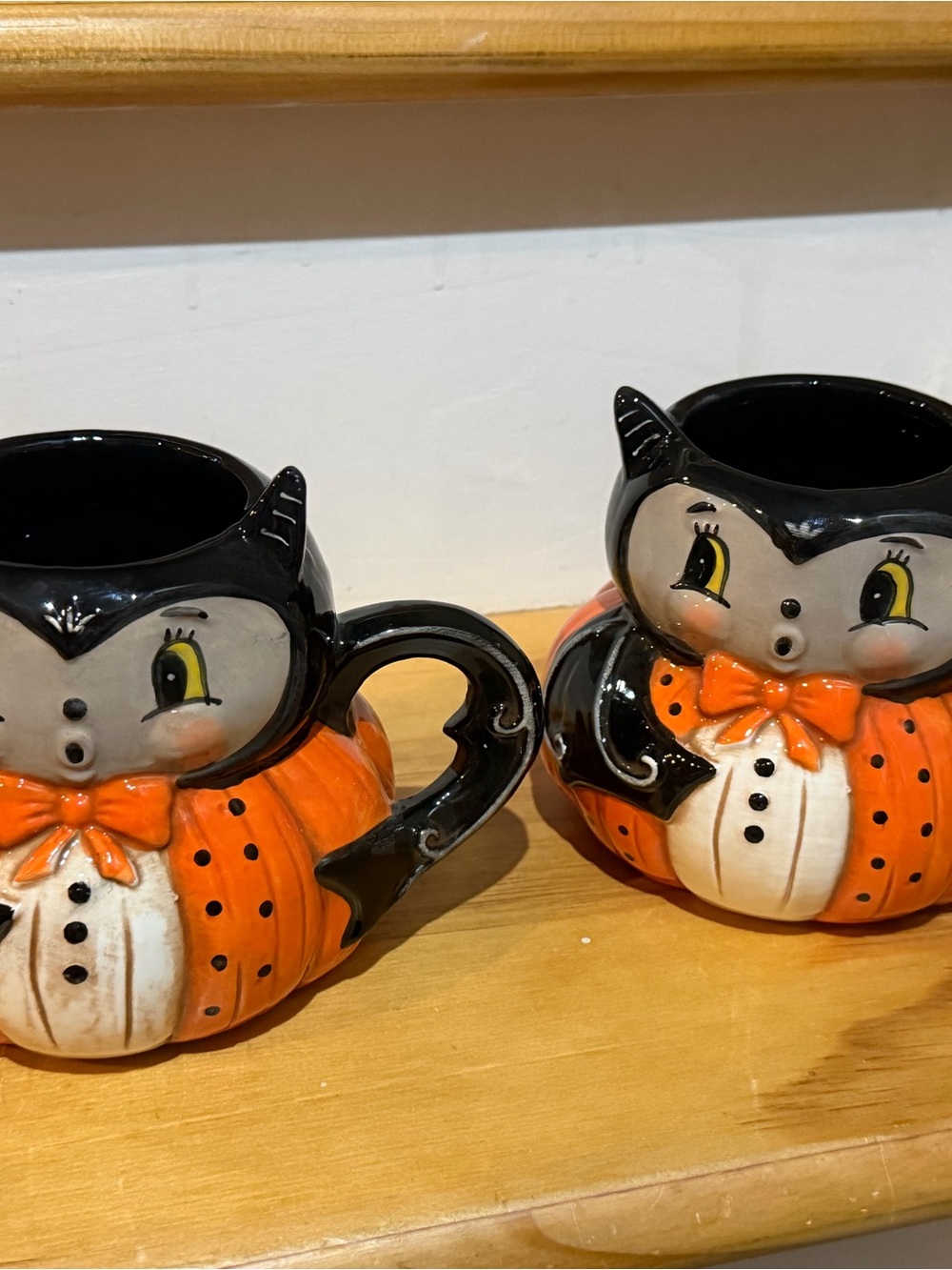 Johanna Parker Pumpkins Peep Bat Beverage Mug Set Of 2 New